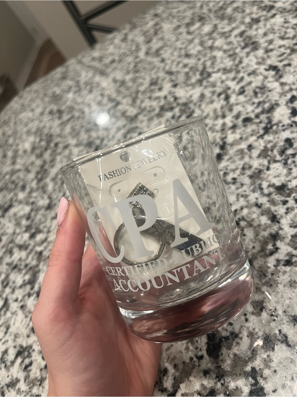 Fashion Jewelry Clear Glass CPA Lettered Vase with White Accents